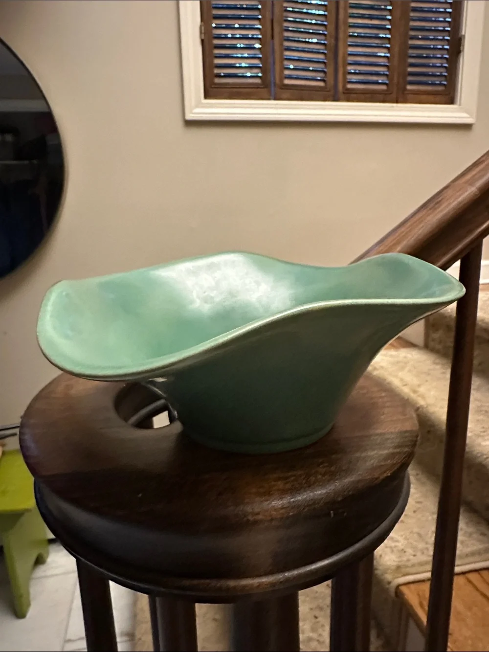 Jade Green Ceramic Decorative Bowl MCM 1960s